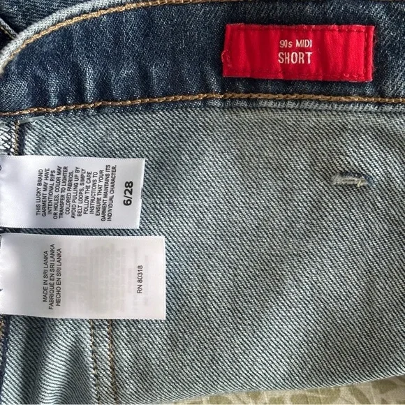 NWT Lucky Brand 90s Midi Short Multi Pocket Y2K Dark Cargo Mom Jean Shorts 28/6 - Picture 6 of 8